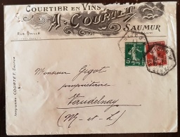 FRANCE, Vigne Et Vin, Enveloppe Publicitaire COURTET Courtier En Vins à SAUMUR 1911 (c) - Wijn & Sterke Drank