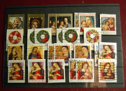 USA - 230 Stamps Christmas & Greetings Used On 8 Classification Cards - Colecciones & Lotes