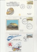 LOT DE 5 LETTRES ET CARTES OBLITERATIONS ILLUSTREES THEME T.G.V. - Trenes