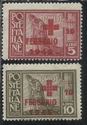 EGEO 1945 PRO CROCE ROSSA SOPRASTAMPATI PITTORICA OVERPRINTED SERIE COMPLETA RED CROSS COMPLETE SET MNH - Egée (Occ. Allemande)