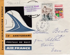 Laval Et Blason Oran Sur Lettre 15 ème Anniversaire Postale De Nuit Air France - 1960-.... Lettres & Documents