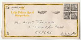 Air Mail INDIA COVER LAKE PALACE HOTEL UDAIPUR To GB Stamps - Lettres & Documents