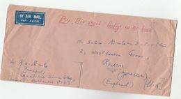 1967 INDIA Qanderia SCIENCE COLLEGE To GB  2x 25np 2x 50np 1x10np Stamps,  Airmail Label - Covers & Documents