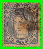 ESPAÑA SELLO DE EFIGIE ALEGORICA  GOBIERNO PROVICIONAL AÑO  1870 -  50.m. - Oblitérés