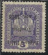 TRENTINO ALTO ADIGE 1918 VARIETA' VARIETY SOPRASTAMPATO DI AUSTRIA OVERPRINTED HELLER 3h MNH - Trentin