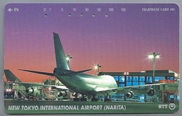 JP.- Japan, Telecarte Japon. NTT. TELEPHONE CARD  - 105-251-378 -. NEW TOKYO INTERNATIONAL AIRPORT - NARITA. 2 Scans - Avions