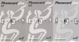 4-CARTES+PUCE-SA1--BRITISH TELECOM-3£-5£:10£-Sans Valeur-04/2003-TBE-RARE - BT Phonecard Plus