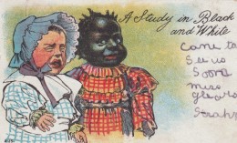 Artist Image 2 Children 'A Study In Black And White', C1900s Vintage Postcard - Black Americana