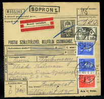 SOPRON 1933. Csomagszállító Repülő-Arcképek Vegyes Bérmentesítéssel  /  SOPRON 1933 Parcel Postcard Airplane-Portr - Used Stamps