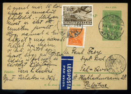 HUNGARY BUDAPEST 1936 Uprated Airmail Statonery Card To Tel Aviv ! - Lettres & Documents