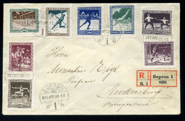 HUNGARY SOPRON 1925 Sport Set Uprated Registered Letter To Mattersburg - Autres & Non Classés