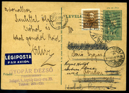 HUNGARY  BUDAPEST 1939 Uprated Stationery Card , Airmail - Used Stamps