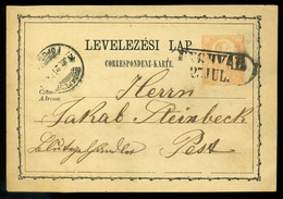 UNGVÁR 1874. Díjjegyes Levlap Steinbeck Jakab Nadály Kereskedőnek Pestre Küldve , Klein  /  CARPATHO UKRAINE - Postal Stationery