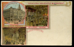 BUDAPEST 1899. VII. New York Kávéház és Palota, Kávé és Billiárd Terem , Régi Litho Képeslap  /  Hungary Litho Postcard - Hongrie