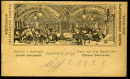 BUDAPEST 1899. Sturm Féle Pilseni Pince, Sörfőzde, Régi Képeslap  /  BUDAPEST 1899 Sturm's Pilsen Cellar, Brewery, - Hongarije
