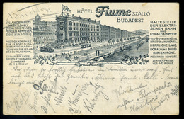 BUDAPEST 1909. Fiume Szálló, Régi Képeslap  /  BUDAPEST 1909 Hotel Fiume Vintage Picture Postcard - Hongrie