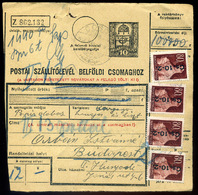 DOBOZ 1946. Inflációs Csomagszállító Budapestre Küldve /  DOBOZ 1946 Inflation Parcel Postcard To Budapest - Oblitérés