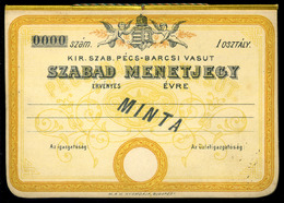 Magyar Kir. Államvasutak Szabadjegy Füzet " Minta" / 1900 Cca. Hun. Roy. Nat. Railways Free Ticket Book "pattern" - Chemin De Fer