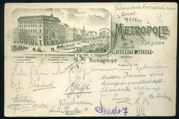 BUDAPEST 1900. Hotel Metropole Régi Képeslap Polába Küldve, Portó Bélyegzéssel  /  BUDAPEST 1900 Hotel Metropole V - Gebruikt