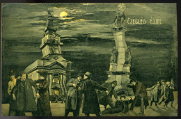 CEGLÉD 1910. Éjjel, Régi Kollázs Képeslap  /  CEGLÉD 1910 At Night Collage Vintage Picture Postcard - Hongarije