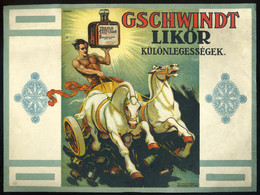 1920. Cca. Gschwindt Likör  , Kis Reklám Plakát  24*17 Cm Szign : Földes  /  Ca 1920 Gschwindt Liquor, Small Adv.  - Unclassified