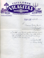 Világítás Rt  ,régi Fejléces, Céges Levél 1921.  /  Lighting JSC Vintage Letterhead Corp Letter 1921 - Unclassified