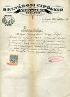 Belvárosi Cipőgyár ,régi Fejléces, Céges Levél 1923.  /  Central Shoe Factory Vintage Letterhead Corp Letter 1923 - Non Classés