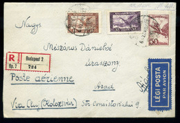 HUNGARY 1930. Registered Airmail Cover To Arad, Romania - Covers & Documents