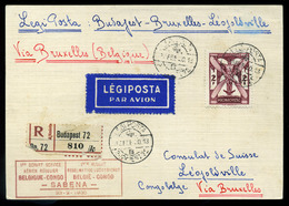 HUNGARY 1935. Airmail Postcard To Léopoldville, Congo Belge . RR! - Covers & Documents