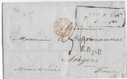 LETTONIE - 1847 - LETTRE De RIGA Avec CACHET D' ENTREE TOUR ET TAXIS Par VALENCIENNES => ANGERS - RARE - Entry Postmarks