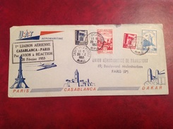 Première Liaison Aérienne Casablanca Paris Par Avion à Réaction 1953 - Posta Aerea