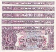 Great Britain 1 Pound  (2th Series) UNC (Lot) - Fuerzas Armadas Británicas & Recibos Especiales