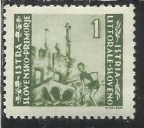 ISTRIA E LITORALE SLOVENO 1946 LIRE 1 LIRA TIRATURA DI BELGRADO MNH - Occup. Iugoslava: Litorale Sloveno