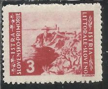 ISTRIA E LITORALE SLOVENO 1946 LIRE 3 TIRATURA DI BELGRADO MNH - Yugoslavian Occ.: Slovenian Shore