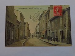 C.P.A. Colorée PIERRE-BENITE : Grande Rue, Côté Lyon, Animé , Timbre En 1910 - Pierre Benite