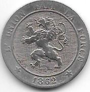 *belguim 5 Centimes 1862  French  Vf - 5 Cent