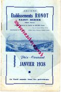 52- ST SAINT DIZIER -RARE CATALOGUE ETS RONOT- PRIX JANVIER 1938-AGRICULTURE -TONNEAUX-AUGES-ABREUVOIRS- - Agriculture