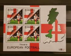 GIBRALTAR- TRIBUTE TO EUROPEAN FOOTBALL, BLOCK, MNH - Unused Stamps