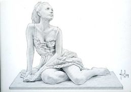 Croquis D'étude Pour Une Statuette Par Aslan (1988) - Aslan