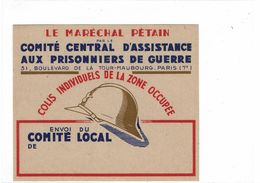 IIGM ETIQUETTE COLIS INDIVIDUELS ZONE OCCUPEE - Guerre Mondiale (Seconde)