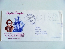 Cover From French Polynesie 1979 Ile Tahiti Hawaii Ship Papeete Special Cance; Musical Instrument Guitar - Lettres & Documents