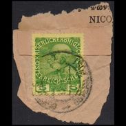 GREECE CRETE 1908/14 AUSTRIAN P.O. 5 CENTIMES USED STAMP ON PIECE VLASTOS No17 - Creta