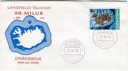 Iceland/Islande/Ijsland/Island FDC 27.XI.1972 The Continental Shelf Matching Cover - FDC