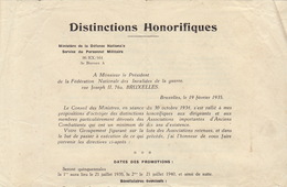 1935 Condition D'obtention De Médaille Décoration Pour Les Anciens Combattants Recto Et Verso - Zonder Classificatie