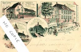 68 Haut-Rhin Winzenheim,Gruss,  Litho Quatre Vues, Dont Restauration Gravey - Wintzenheim
