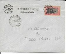 1930 - ENVELOPPE De DJIBOUTI (SOMALIS) => ADDIS (ETHIOPIE) - 2° SERVICE AVION - Storia Postale