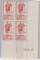 MAROC  :   No  242  Lyautey   Coin Daté Du  8 11 46   Neuf XX - Unused Stamps