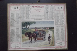 Almanach Postes Et Telegraphes 1934 Oberthur Carte Yonne - Grand Format : 1921-40