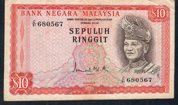 MALAYSIA P9a  10 RINGGIT 1972   #C/91     TdlR         VF NO P.h. ! - Maleisië