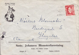 Norway SØSTR. JOHANSEN BLOMSTERFORRETNING Slogan Flamme OSLO 1953 Cover Brief SLAGELSE Denmark King König HAKKON - Cartas & Documentos